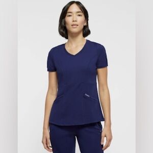 NWT Jaanuu Women’s Princess Seam V-Neck Scrub Top Navy XXS